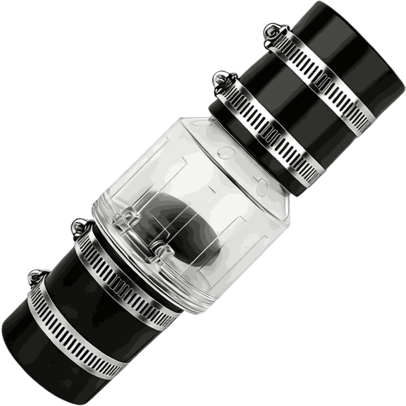 1.5 Inch Silent Check Valve with Baffle Connector & Stainless Steel Fixture - Backflow Preventer for Plumbing, Sump Pump, Drainage & Sewage System