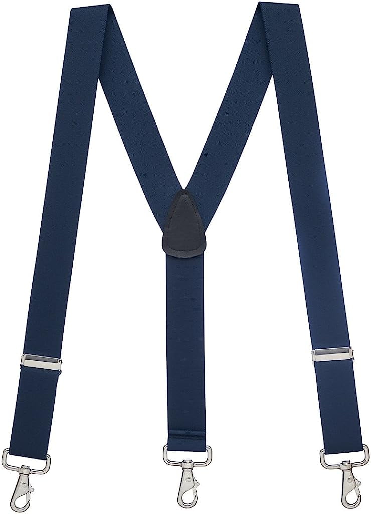 MEN BRACES SUSPENDERS NAVY BLUE 50mm Wide WORK HEAVY DUTY Bow Tie Bowtie  Wedding