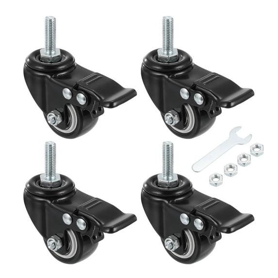 1.5 Inch Stem Casters, Wire Shelf Caster Wheels Threaded Swivel Stem Wheels Wire Shelving, Black 4 Pack