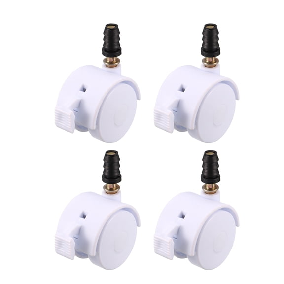 Uxcell 1.5 Inch Swivel Caster Wheels Grip Neck Stem Caster White Furniture Wheel with Brake 4pcs
