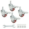 thumbnail image 1 of 1.5 Inch Swivel Threaded Stem Casters 3/8"-16UNC Thread PU Caster Wheel with Brake 88lbs Load, Red 4pcs, 1 of 5