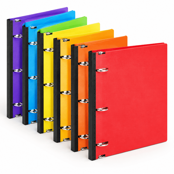 1.5 Inch Telescoping 3 Ring Binder 6 Pack- Portable Plastic With Holds ...