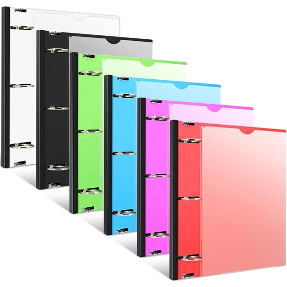 1.5 Inch Telescoping 3 Ring Binder - 6PCS, Flexible Round with Customizable Front Cover and Clear Catalog Pocket, 1.5Inch Rings, 370 Sheet Capacity