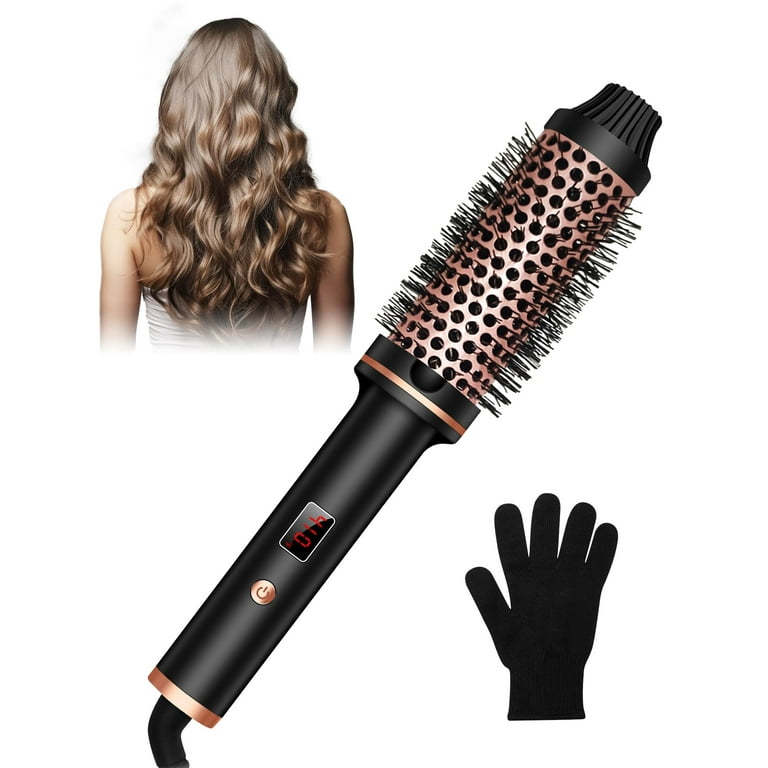 1.5 Inch Thermal Brush Curling Iron Brush Volumizing Brush Heated Round Brush Ceramic Tourmaline Ionic Curling Comb Dual Voltage Travel Curling Iron