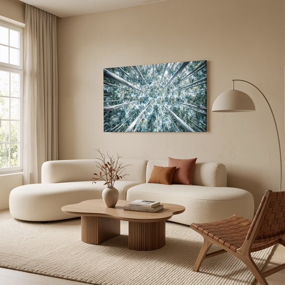 1.5-Inch Thick Canvas Print Wall Art for Living Room, Bedroom, Office or Entryway – Decorative Wall Decor with Forest Canopy Tree Tops Sky View -32 x 16 x 1.5 in