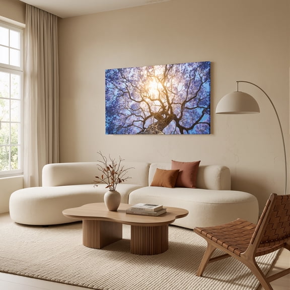 1.5-Inch Thick Canvas Print Wall Art for Living Room, Bedroom, Office or Entryway – Decorative Wall Decor with Sunlight Through Tree Branches Sky -32 x 16 x 1.5 in