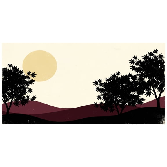 1.5-Inch Thick Canvas Print Wall Art for Living Room, Bedroom, Office or Entryway – Decorative Wall Decor with Sunset Landscape Silhouette Trees Mountains Sky -32 x 16 x 1.5 in