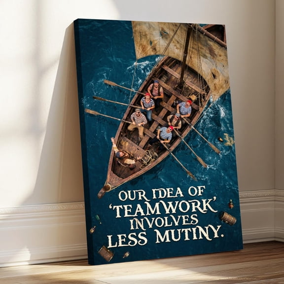 1.5-Inch Thick Canvas Print Wall Art for Living Room, Bedroom, Office or Entryway Decorative Wall Decor with Teamwork Involves Less Mutiny Boat Crew -28x40x1.5 in