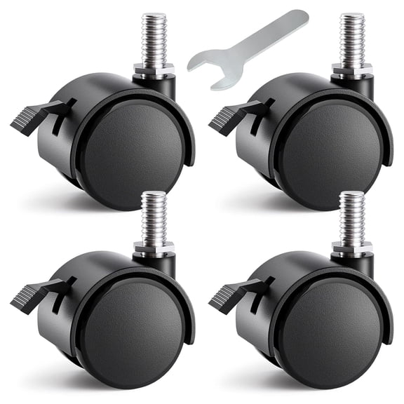 1.5 Inch Threaded Rod Furniture Casters, Metric 8 Nylon Plastic Swivel Locking Caster Set of 4, Suitable for Office Chairs, Shelves, Hand Trucks, Workbenches.
