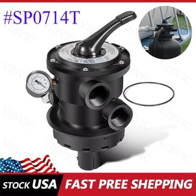 1.5 Inch Top Mount Multiport Valve Replaces SP711 SP714 SP714A SP714T, 7 Positions 75 GPM, Fits Hayward Pro Series, 1-Pack