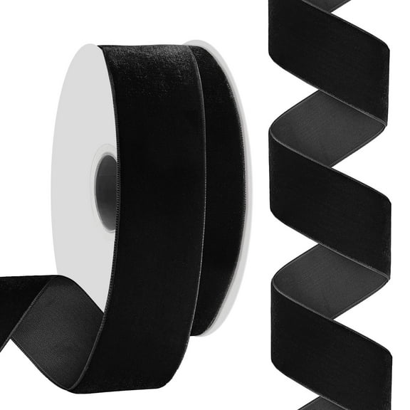 1.5 Inch Velvet Ribbon, 20 Yards Single Face Thin Ribbon black