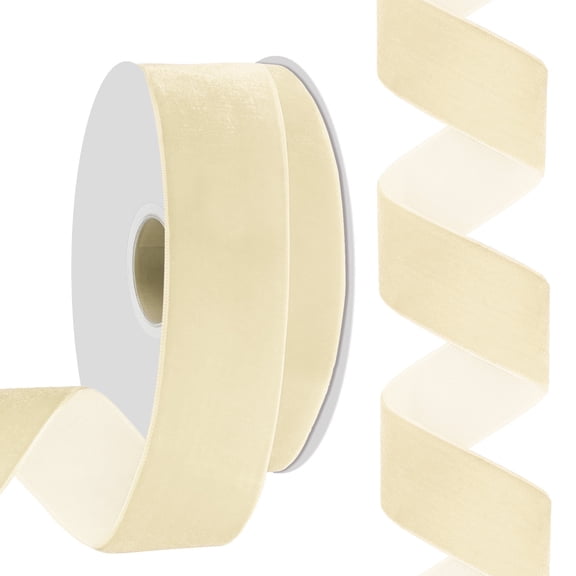 1.5 Inch Velvet Ribbon, 20 Yards Single Face Thin Ribbon ivory