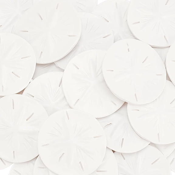 1.5 Inch White Sand Dollars 30pcs Resin Wedding Seashell Craft Sandollars Shell Pendants Coin Beads Ornaments for Christmas Tree Wakiki Hawaii Anklet Bracelet Necklaces Earring Making DIY