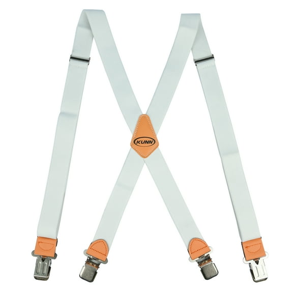 1.5 Inch White Suspenders For Men Adjustable X Shape Fashion Wide Brace With Heavy Duty Clips
