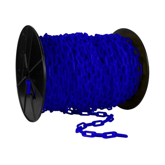 1.5 Inch x 200 Feet Traffic Blue Plastic Safety Chain Reel