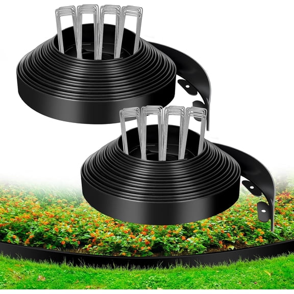 1.5 Inch x 80 FT (Multiple Sizes Available) Landscape Edging, Garden Edging Borders with 80pcs Upgrade Stakes, Flexible No Dig Plastic Garden Border for Lawn, Landscaping, Flower Beds and Yard