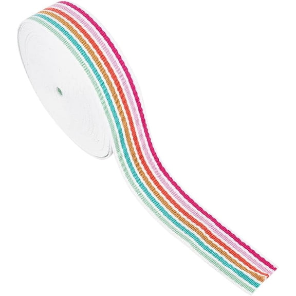 1.5 Inche (38mm) Webbing Strap 10 Yards Colorful Striped Polyester Heavy Webbing Strap High Density Embroidery Webbing for Bag Purse Pet Backpack Straps Sewing DIY Arts Crafts