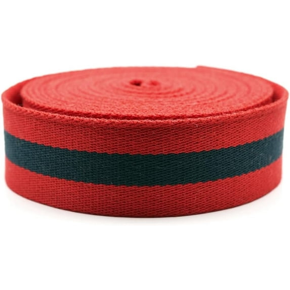 CRAFTME STUDIO Cotton Webbing Strap, Two-Tone Heavy Webbing for Bags, Sewing & Crafts (1.5 Inches x 5 Yards, Black-Red)