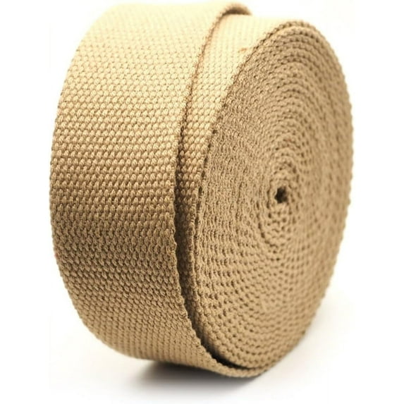 CRAFTME STUDIO Heavy Cotton Webbing Straps, Plain Weave High-Density Webbing for Bags, Sewing & Crafts (1.5 Inches x 5 Yards, Tan)