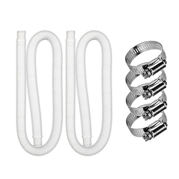 1.5 Inches Pool Hoses for Above Ground Pools, 2 Pack Pool Pump Replacement Hose 59" Long Filter Pump Hose with 4 x Clips - White