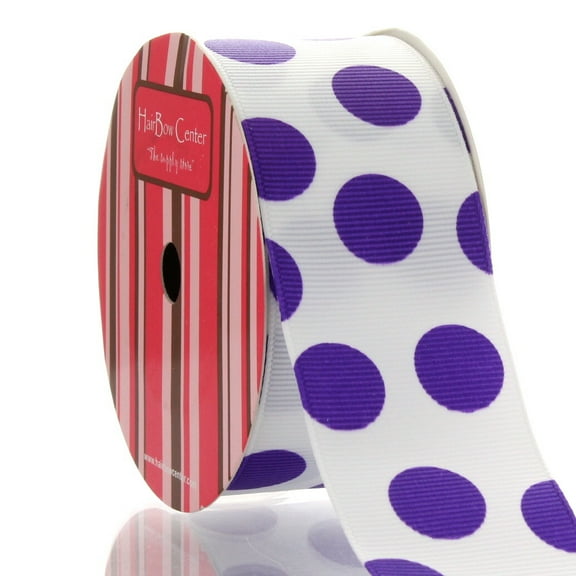 1.5" Large Purple Dot Grosgrain Ribbon 5 Yard