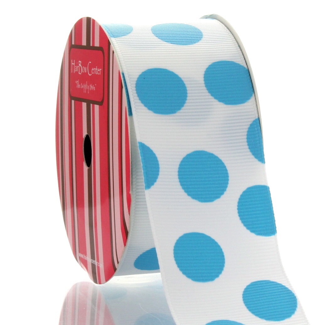 1.5" Large Turquoise Dot Grosgrain Ribbon 100 Yard