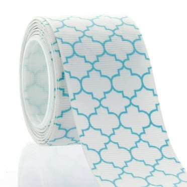 1.5" Light Turquoise Quatrefoil Grosgrain Ribbon 5 Yard