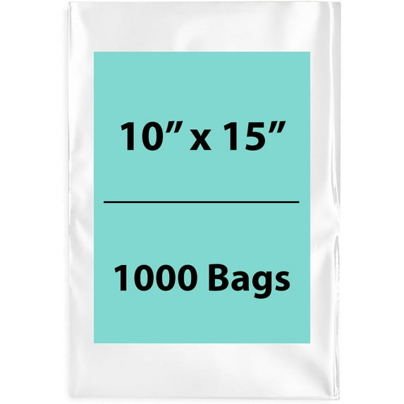 1.5 Mil Clear Flat Open Top Poly Bags LDPE Packaging - 10"X15" & (1000 Bags)