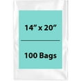 thumbnail image 1 of 1.5 Mil Clear Flat Open Top Poly Bags LDPE Packaging - 14"X20" & (100 Bags), 1 of 7