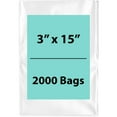 thumbnail image 1 of 1.5 Mil Clear Flat Open Top Poly Bags LDPE Packaging - 3"X15" & (2000 Bags), 1 of 7