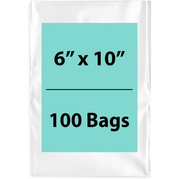 1.5 Mil Clear Flat Open Top Poly Bags LDPE Packaging - 6"X10" & (100 Bags)