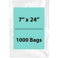 thumbnail image 1 of 1.5 Mil Clear Flat Open Top Poly Bags LDPE Packaging - 7"X24" & (1000 Bags), 1 of 7