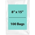 thumbnail image 1 of 1.5 Mil Clear Flat Open Top Poly Bags LDPE Packaging - 8"X15" & (100 Bags), 1 of 7