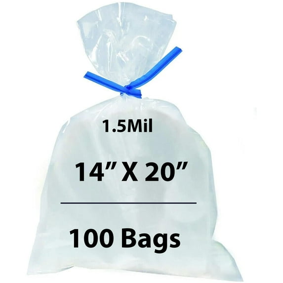 1.5 Mil Clear Flat Open Top Poly Polypropylene Bags - 14 x 20 & (100 Bags)
