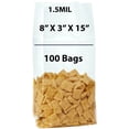 thumbnail image 1 of 1.5 Mil Gusseted Polypropylene Bags with Open Top - 8"X3"X15" & (100 Bags), 1 of 7