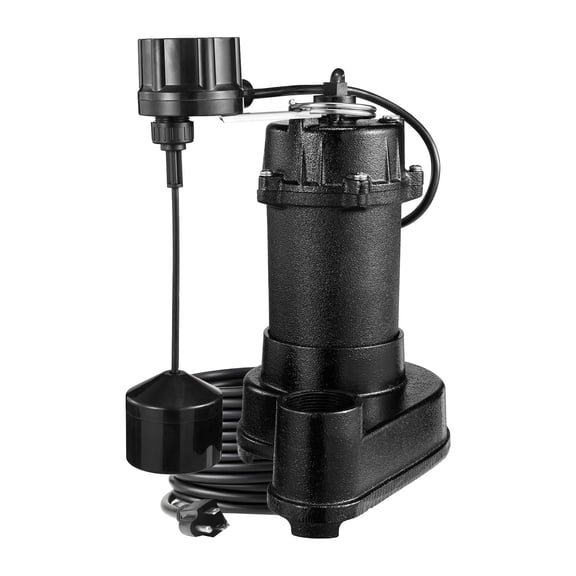 1.5 NPT Cast Iron Sewage Pump 3000 GPH Submersible with Auto Float Switch 120V for Basement Sump Pit Septic Tank Residential Use