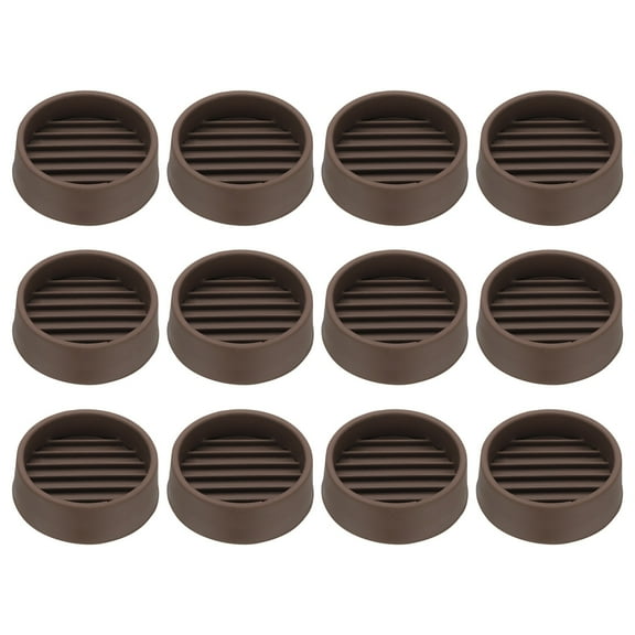 1.5" Non Slip Furniture Coasters, 12pcs Round Rubber Furniture Pads Caster Cups Furniture Feet Floor Protectors Bed Stopper for Hardwood Floors Table Sofa, Brown