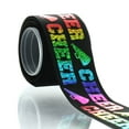 thumbnail image 1 of 1.5" Ombre Rainbow Cheer Text Grosgrain Ribbon 5yd, 1 of 1