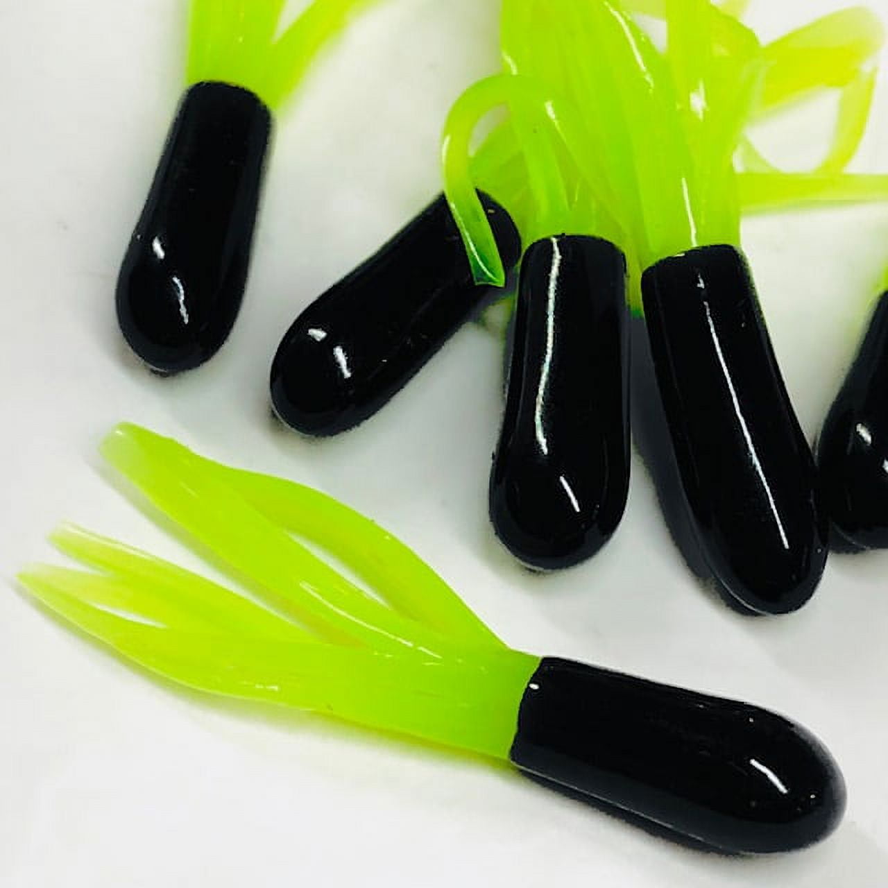1.5 Original Crappie Tube Lures 50 Pack Black/Chartreuse