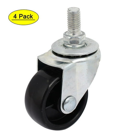 1.5" PP Wheel M8x15mm Threaded Stem 360 Degree Rotation Universal Caster 4pcs