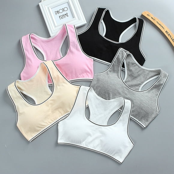 1/5 Pack Girls Training Bra Bralette, SILVERCELL Teens Girl Casual Wireless Padded Bra Racerback Vest Sports Bra 8-16 Years