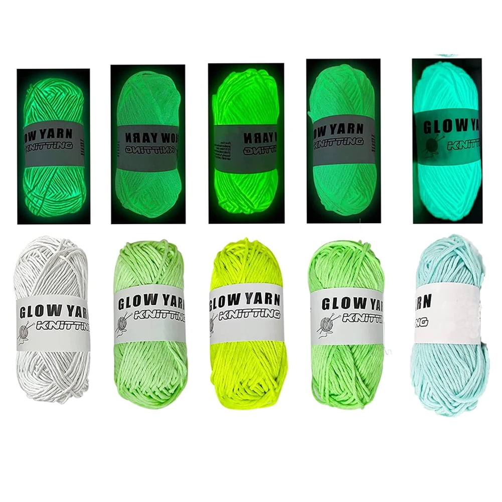 Extended 5 Roll Glow in The Dark Yarn DIY Glow Yarn 675 Yards