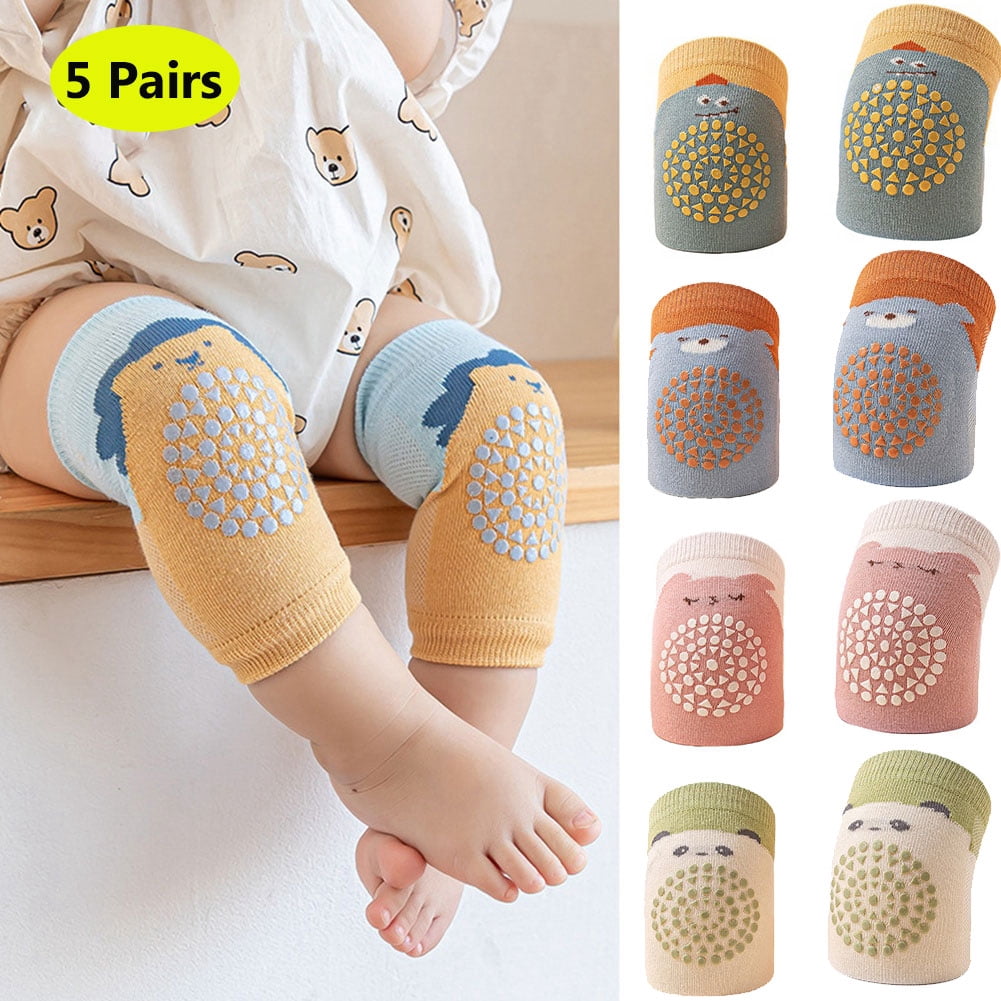 Geaanen Knee Pads Baby Crawling 3 Pairs Crawling Knee Pads Baby Crawling Aid For Babies Suitable For Babies Aged 1-3 Years There Are Also 3 Pairs Of Socks In Grey, Khaki And