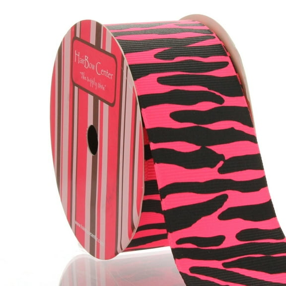 1.5" Passion Fruit/Black Zebra Grosgrain Ribbon 10 Yard