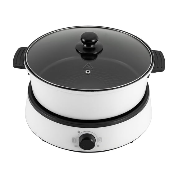 1-5 People Electric Cooker Multifunctional 4L Non-Stick Pan Cooking Hot Pot w/ Glass Lid