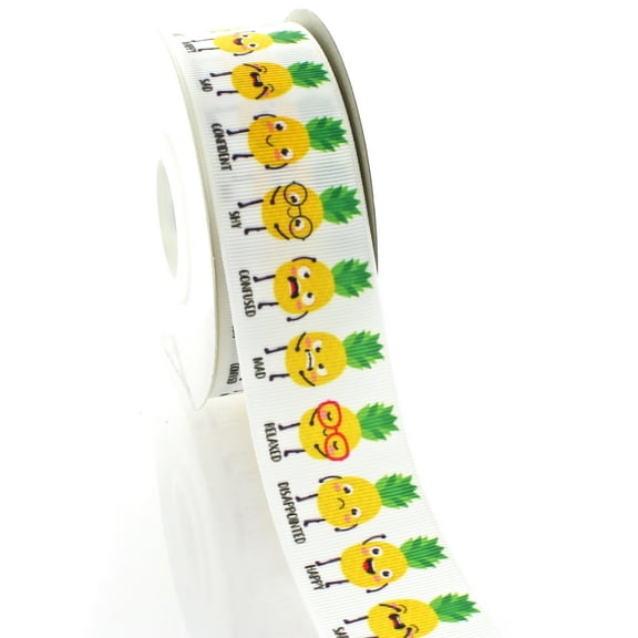 1.5" Pineapple Emoticon Grosgrain Ribbon 100 Yard