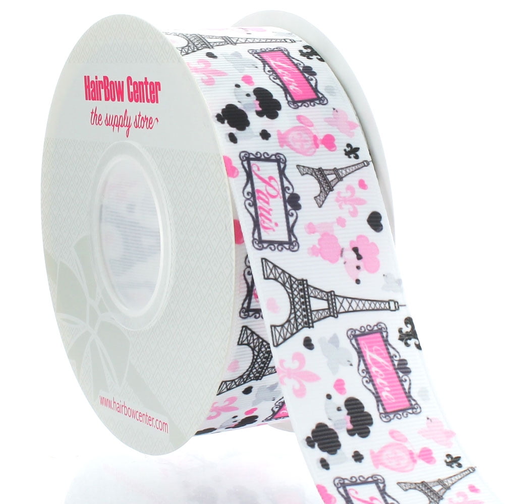 1.5" Pink/Black Paris Grosgrain Ribbon 25 Yard