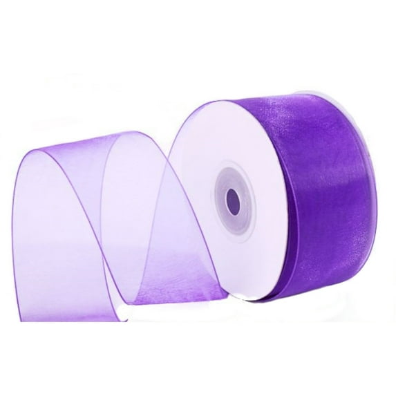 1.5" Plain Sheer Organza Nylon Ribbon 25 Yards - Purple