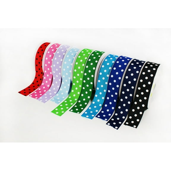 1.5" Polka Dot Grosgrain Ribbon 3yards Royal Navy Blue w/White Polka