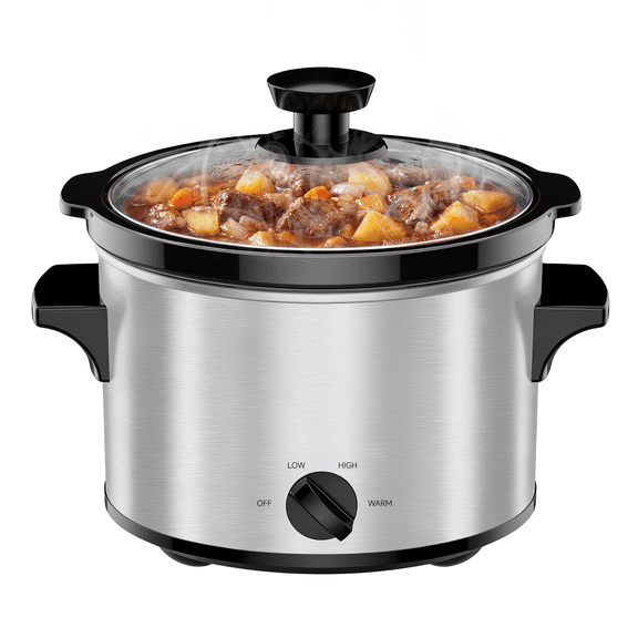 1.5 Qt Small Slow Cooker for 2+ Peoples-Silver